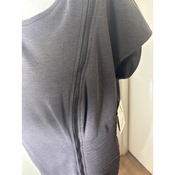 Etcetera Dark Gray Sleeveless Zip Up Pleated Midi Sheath Dress Size 14 NWT - Picture 5 of 5